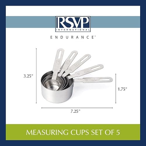 RSVP International Endurance Collection Kitchen Measuring Tools, Dishwasher Safe, 5 Piece, Long Handles, Stainless Steel thumbnail 3