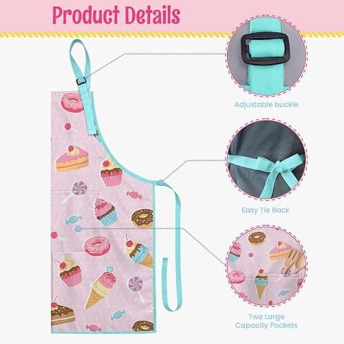SANDJEST Kids Apron with Chefs Hat Set, Kitchen Apron Gifts thumbnail 5