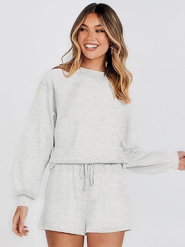 MEROKEETY Women's 2025 Fall Oversized Batwing Sleeve Lounge Sets Casual Top and Shorts 2 Piece Outfits Sweatsuit thumbnail 9