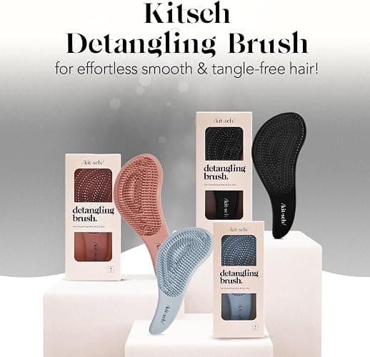 Kitsch Detangler Brush – Gentle Curly Hair Brush with Flexible Bristles for All Hair Types - Wet or Dry | Detangling Hair Brushes for Women & Men, Adults & Kids - Haze Blue thumbnail 8