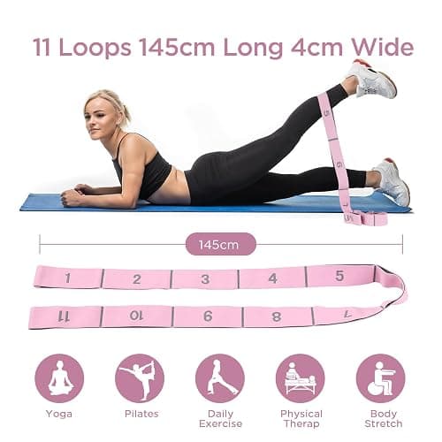 AiQInu Yoga Stretch Gurt, Resistance Bands Mit 11 Schleifen, Hochelastischer Fitnessbänder, Hochelastischer Elastische Widerstandsbänder für Pilates Fitness Stretching Training thumbnail 3