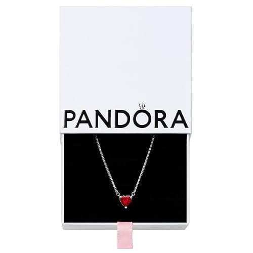 PANDORA Sparkling Heart Halo Pendant Collier Necklace - Adjustable Necklace - Stunning Women's Jewelry - Gift for Her - Sterling Silver with Red Crystal - With Gift Box - 17.7" - Image 1