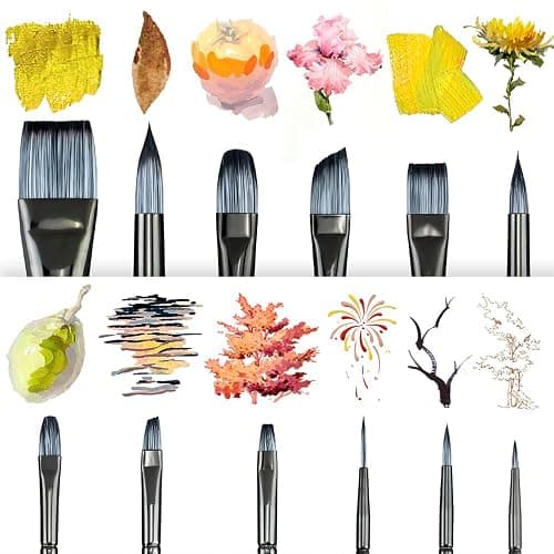 Transon Artist Paint Brush Set of 12 for Watercolor Acrylic Gouache Oil and Tempera Painting thumbnail 4