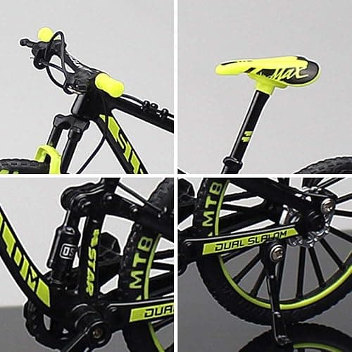 YEIBOBO ! Alloy Mini Downhill Mountain Bike Toy, Die-cast BMX Finger Bike Model for Collections (Black/Green) thumbnail 5