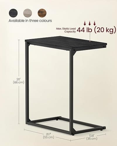 VASAGLE C Shape End Table, Small Coffee Table For Couch Or Sofa, Industrial Side Table In Living Room, Bedroom, 13.8 x 21.7 x 26 Inches, Ebony Black ULNT052B56 thumbnail 3