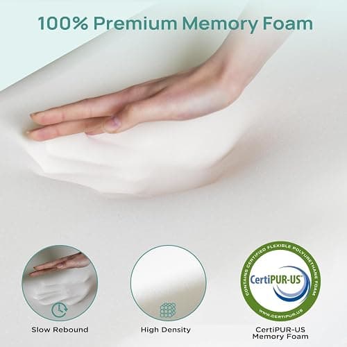 3 Inch Twin Mattress Topper for College Dorm, Memory Foam Bed Topper with Options for Back Pain Relief, Mattress Topper with 2-Sided Cover, CertiPUR Certified Dorm Bed thumbnail 6