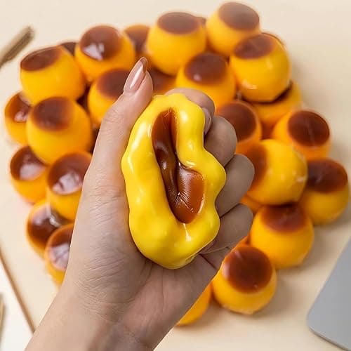 Crunchy Squishy Stress Ball, Caramel Pudding Stress Ball Squishy, Clay Filled Bead Squishy Sensory Squeeze Toy for Adults Party Favor Squeeze Toy Desk Stress Relief thumbnail 6