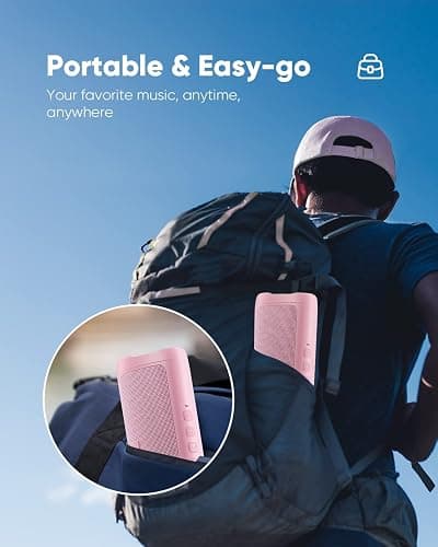 Bluetooth Speaker Stocking Stuffers for Men Women Teens Boys Girls: Portable Wireless, IPX5 Waterproof, White Elephant Gifts for Adults, Up to 20H Playtime, TWS Pair, for Home/Party/Outdoor (Pink) thumbnail 6
