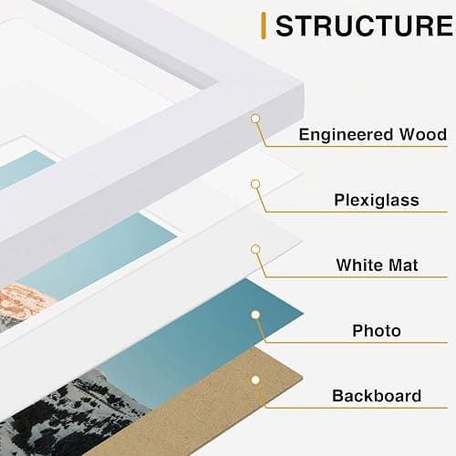 Vittanly 15 Pack Picture Frames Collage Wall Decor for Mounting or Tabletop Display, Gallery Frame Set for Family, Multi Sizes Including 3pcs 8x10, 6pcs 5x7, 6pcs 4x6, White thumbnail 6
