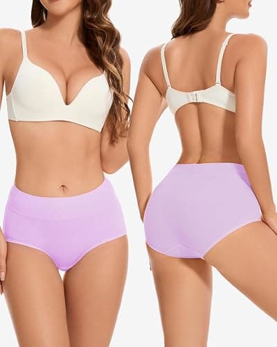 CleainKorte Womens Cotton Underwear Seamless Ladies Panties for Women Mid Rise Coverage Briefs Strech Breathable - 5 Pack thumbnail 2