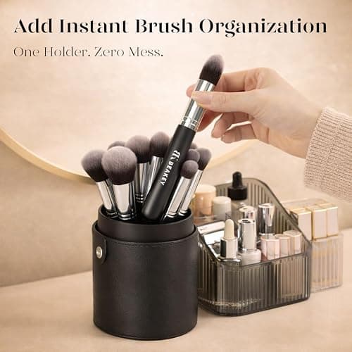BEAKEY Makeup Brush Set,13 Pcs with Case,10 Brushes and 2 Sponges | Soft synthetic bristles,foundation brush for liquid makeup,eye shadow brushes set,blush brush cream,travel makeup brush set thumbnail 2
