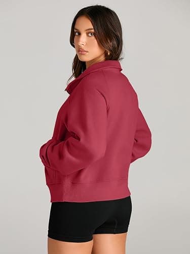AUTOMET Womens Sweatshirts Half Zip Cropped Pullover Fleece Quarter Zipper Hoodies 2025 Fall Fashion Outfits Clothes thumbnail 4
