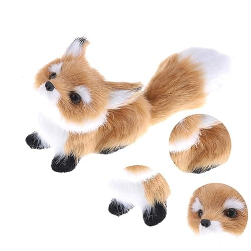 GUDVES Simulation Brown Fox Toy Furs Squatting Fox Model Home Decoration and Kids' 6-Inch Plush Mini Fox (Pitching) thumbnail 6