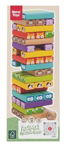 Nene Toys Wooden Tumble Tower Game with Animals & Colors, 4-in-1 Educational Family Board Game for Kids Ages 3-9, Creativity & Cognitive Skills Booster - Gift for Boys Girls 3+ Years thumbnail 9