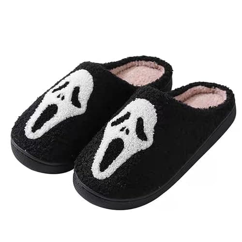 TBAVNOSY Unisex Halloween Slippers Spooky Ghost Slippers Cute Cozy Warm Plush Slip-On House Indoor and Outdoor Shoes - Image 1