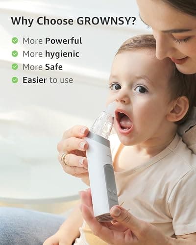 GROWNSY Nasal Aspirator for Baby, Electric Baby Nose Sucker with Larger Suction Chamber and More Powerful Suction, Automatic Nose Cleaner with Music and Light Soothing Function thumbnail 4