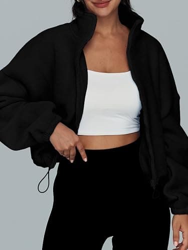 AUTOMET Womens Fleece Jackets Zip Up Oversized Sweatshirts Winter Clothes Long Sleeve Crop Sherpa Fall Outfits Fashion thumbnail 3