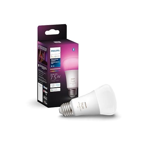 Philips Hue Smart 75W A19 LED Bulb - White and Color Ambiance Color-Changing Light - 1 Pack - 1100LM - E26 - Indoor - Control with Hue App - Works with Alexa, Google Assistant and Apple Homekit - Image 1
