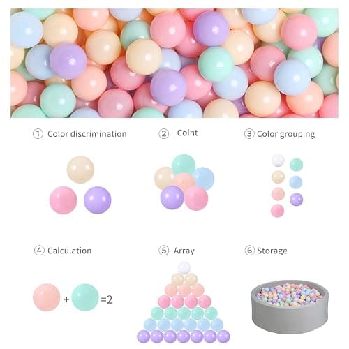 GOGOSO Ball Pits Balls for Toddlers Pack of 50 100 200 Plastics Shape Ball Non-Phthalate Non-BPA Non-Toxic 2.2-Inch Crush Proof Play Balls thumbnail 4