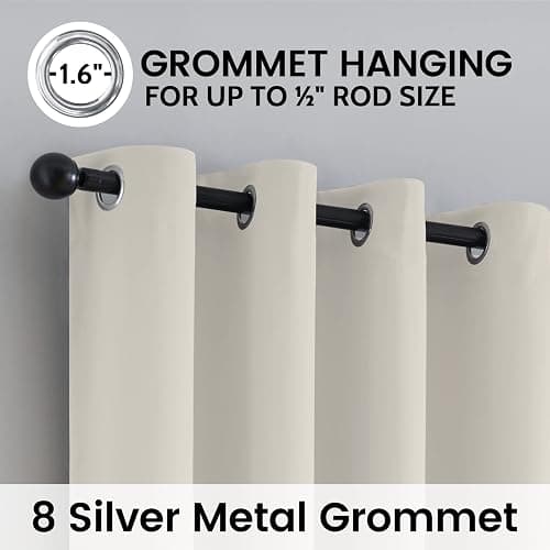 SimpleHome Cream 100% Blackout Curtains Room Darkening Living Room 84 Inch | Curtains for Bedroom,Thermal Insulated Grommet Window Drapes,Curtains for Living Room with Black Back,52 x 84 Inch,2 Panels thumbnail 6