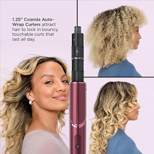 Shark FlexStyle Air Styling & Drying System, Powerful Hair Dryer Brush & Multi-Styler with Auto-Wrap Curlers, Diffuser, Paddle Brush, Round Brush, Concentrator Attachment, Black Cherry, HD457CR thumbnail 6