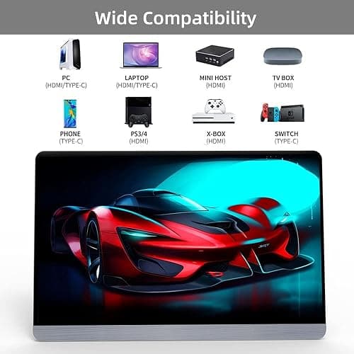 AYY Portable Monitor for Laptop, 16.1 Inch 1080P FHD IPS FreeSync Ultra Slim Travel Second Monitor with Kickstand Dual Type-C Mini HDMI Dual Speakers for Laptop PC Mac Surface Xbox thumbnail 5