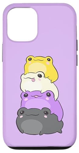 iPhone 15 Nonbinary Flag Color Frogs Subtle Enby Pride Cute Aesthetic Case - iPhone 15 - Image 1