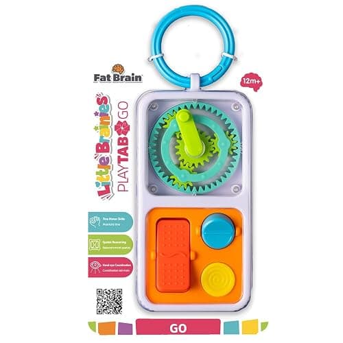 Fat Brain Toys PlayTab Go, Portable Sensory Activity Board with a Clip Ring to Attach to Diaper Bags for Babies and Toddlers Ages 12 Months+ thumbnail 2