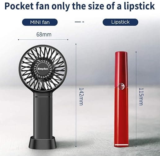 EasyAcc Mini Handheld Fan, Portable Personal Pocket Fan Lifetime Service Powerful Wind 3 Speeds with Lanyard and Detachable Base Cooling Desk Fan for Kids Elderly Women for Travel Outdoor Office Pink - Pink thumbnail 8