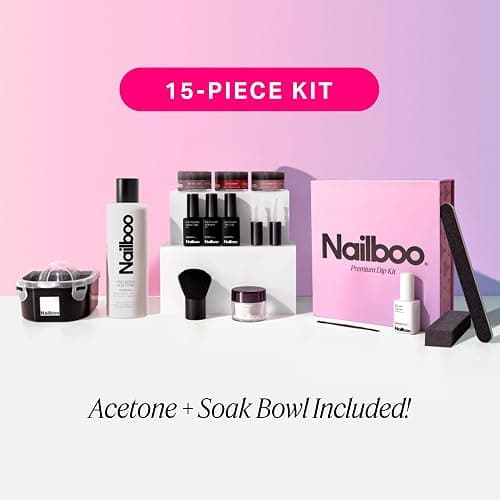 Nailboo Dip Powder Nail Kit – Includes 3 Custom Made Dip Powders, Gel Base Coat, Activator, Top Coat, Pro Tools for Salon-Quality Nails, No UV Light Needed, Multi-Color, 0.8oz Each thumbnail 2