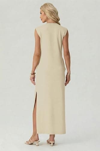 GRECERELLE Women's 2026 Summer Fall Round Neck Anti-Pilling Shift Sweater Maxi Dress with Pockets for Business Casual thumbnail 7