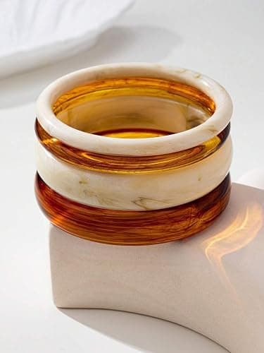 ÌF ME Acrylic Bangles Bracelets for Women, Irregular Acrylic Resin Chunky Bracelets Geometric Fashions Thick Statement bangle Set thumbnail 6