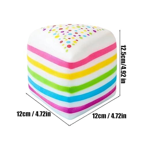 Rainbow Cakes Stress Ball 10x10x9.5cm Soft Rainbow Cake Squeezing Toy Exercises Fingertip Jumbo Food Fidget Dessert With Stress Relief Stretchy Cake Squeeze Toys For Working And Studying thumbnail 2
