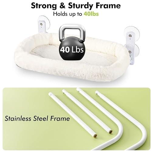 AMOSIJOY Cordless Cat Window Perch, Cat Hammock for Window with 4 Strong Suction Cups, Solid Metal Frame and Soft Cover, Foldable Cat Beds for Indoor Cats… thumbnail 6