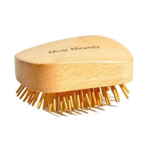 Maji Mama Handmade Natural Wooden Hair Brush Hairbrush with Bamboo Pins Massage Scalp & Detangling All Hair Types For Hair Growth,Scalp Massager Mini Brush No Handle Design - Image 1