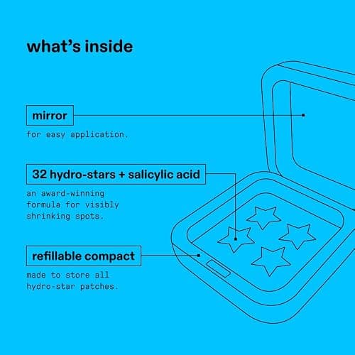 Starface Hydro-Star + Salicylic Acid Pimple Patches and Big Blue Compact, Helps Shrink and Soothe Deeper Spots, Cute Star Shape, Vegan, 32 count thumbnail 7