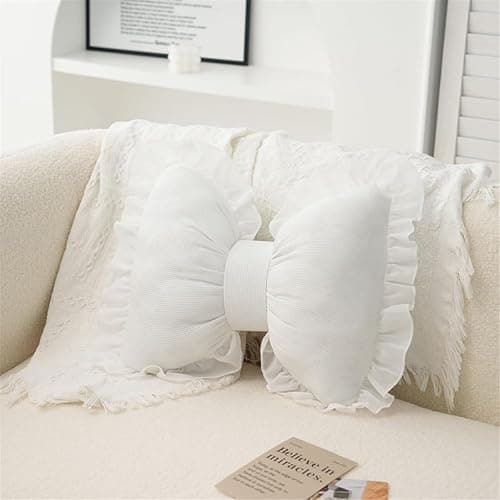 Pillows Couch Bow Pillow Cute Bow Shaped Pillows Lumbar Pillow Home Decorative Bowknot Throw Pillow Cushion For Sofa Couch Bed Living Room Bedroom Car Backrest Cushion Mid Throw Pillows for (Pink, A) thumbnail 5