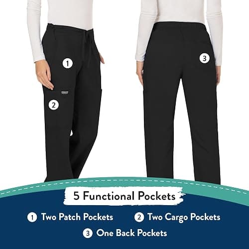 Cherokee Scrubs for Women Mid Rise Moderate Flare Drawstring Pant with 5 Pockets, Ultra Soft & Breathable Fabric - WW120 thumbnail 5