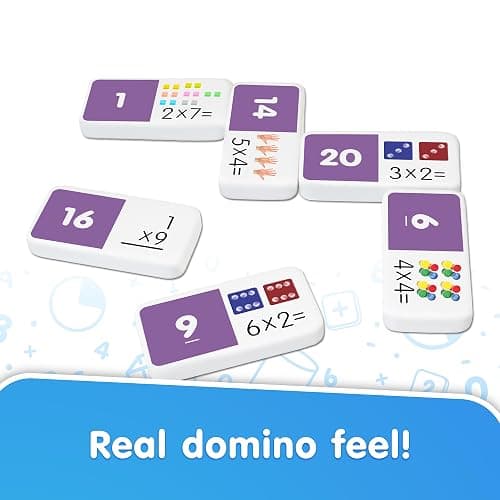Junior Learning Multiplication Dominoes Game Set, 28 Pieces, Ages 7-9, Math Skills, Grade 2-3 thumbnail 3