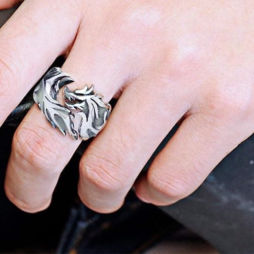 Glow in The Dark Rings Luminous Dragon Ring for Men and Women Allergy Free Gothic Punk Creative Embossed Dragon Pattern Animal Ring Glowing Halloween Anniversary Party Jewelry Light-Emitting Gift thumbnail 2