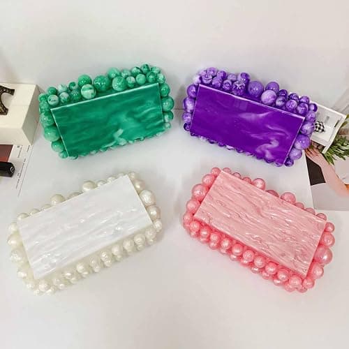 Acrylic Evening Handbag Pearl Women's Clutch Shoulder Bag Crossbody Bag Square Box Wedding Cocktail Party Prom thumbnail 5