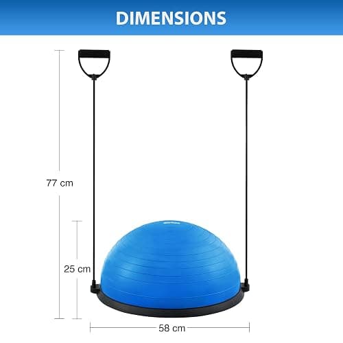 ZELUS Balle d'Équilibre Rose/Bleu/Gris/Noir avec Bandes d'Exercice et Pompe à Pied, Demi-Ballon de Yoga Gonflable Équipement de Gym pour Entraînement à Domicile Planche d'Exercice et Coussin thumbnail 7