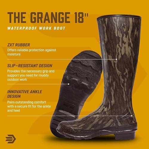 LaCrosse Grange Rubber Hunting & Work Boots for Men - Waterproof ZXT Rubber, with Adjustable Fit Strap, EVA Footbed, and Slip-Resistant Outsole thumbnail 4