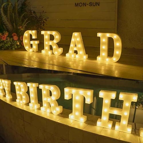 Foaky Light Up Letters,Marquee Letters,Engagement Party Decorations Letter Lights Sign for Night Light Wedding Birthday Party Christmas Lamp Home Bar Decoration (A) thumbnail 5
