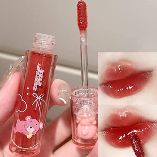 Blopuivo 6 Colors Bear Lip Gloss,Jelly Lip Glaze,Cute Liquid Lipstick Bear Lip Stain Watery Lipgloss Plumping Lip Tint Moisturizing Waterproof Long Lasting for Lip and Cheek thumbnail 5