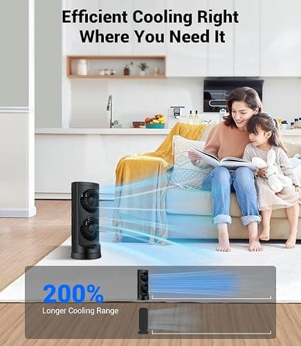 Personal Tower Cooling Fans that Blow Cold Air,25dB Quiet Fan with 24ft/s | Standing Small Desk Fan with 3 Speeds & Timer, 60° & 110° Oscillating Table Fan, Electric Floor Fan for Bedroom, Home thumbnail 3