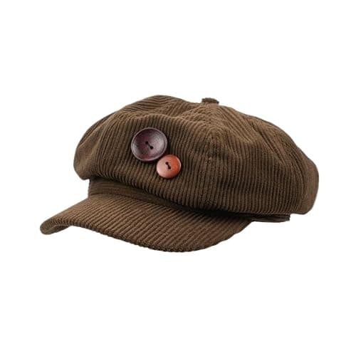 TYATVS Womens Button Baker Boy Hats Y2k Vintage Corduroy Newsboy Hat Whimsy Twee Shoujo 2000s Fall Fashion - Image 1