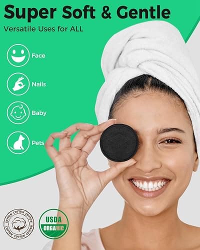 ProCIV Reusable Makeup Remover Pads - 25 Pack Washable Organic Cotton Rounds for All Skin Types & Toner with Laundry Bag, Eco Friendly Zero Waste Reusable Cotton Pads Travel Gadgets (Black) thumbnail 3