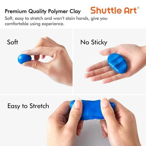 Shuttle Art 82 Colors Polymer Clay Kit, Oven Bake Clay for Kids, 19 Sculpting Tools, 16 Accessories, Non-Toxic, Non-Sticky DIY Crafts for Kids Adults thumbnail 7