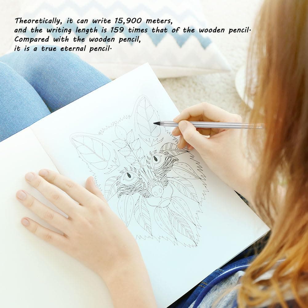 AUAUY Ink Free Pen, Portable Eternal Metal Pen, Interchangeable with 2 Spare Tips, for Writing, Home, Office, Drawing, Delivery, 2pcs (Black + Silver) thumbnail 5